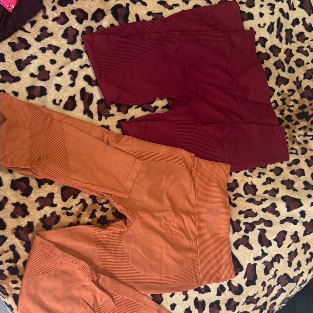 Victoria's Secret Burgundy and Orange Leggings Bundle